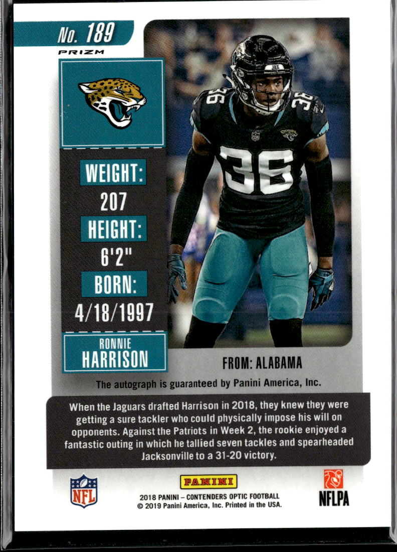 Ronnie Harrison 2019 Contenders Optic Auto Autograph RC Jacksonville Jaguars
