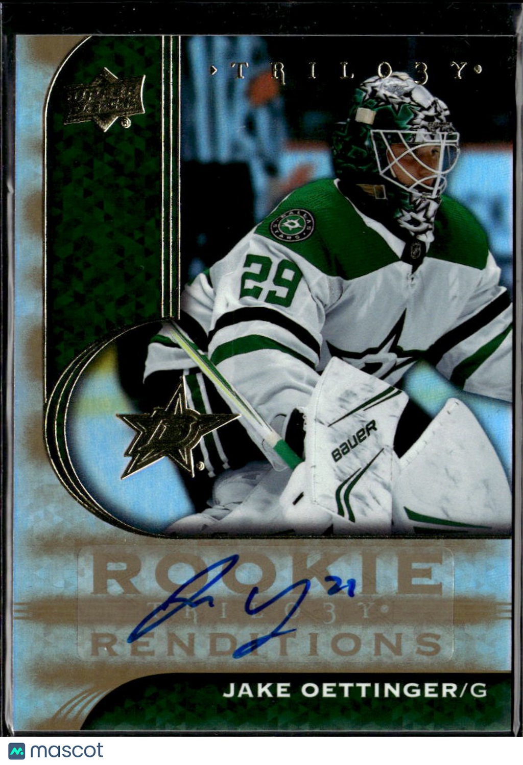 Jake Oettinger 2020-21 Upper Deck Trilogy Rookie Auto Autograph RC Dallas Stars