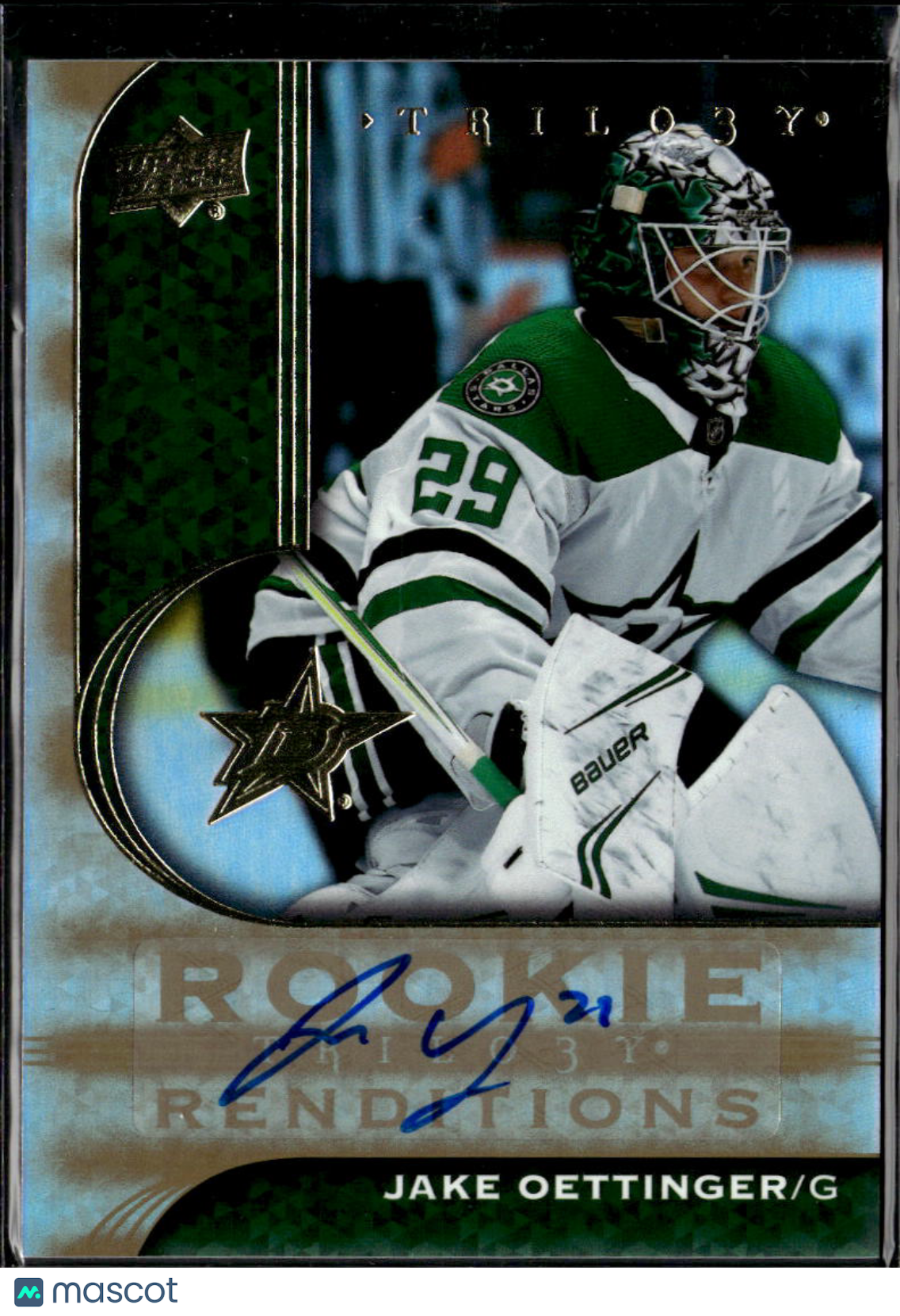 Jake Oettinger 2020-21 Upper Deck Trilogy Rookie Auto Autograph RC Dallas Stars