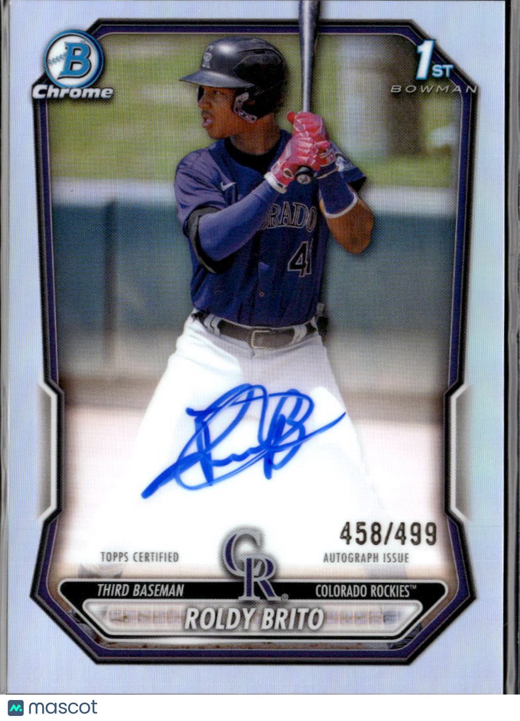 Roldy Brito 2026 Bowman Chrome 1st Auto Autograph RC 458/499 Colorado Rockies