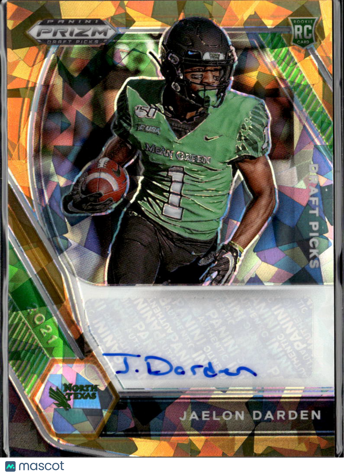 Jaelon Darden 2021 Prizm Draft Auto Autograph RC North Texas Mean Green
