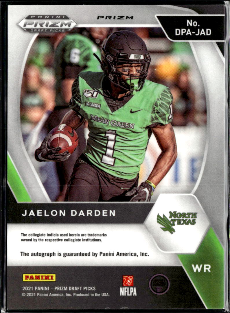 Jaelon Darden 2021 Prizm Draft Auto Autograph RC North Texas Mean Green
