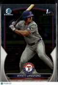 Wyatt Langford 2023 Bowman Chrome 1st Rookie RC Texas Rangers