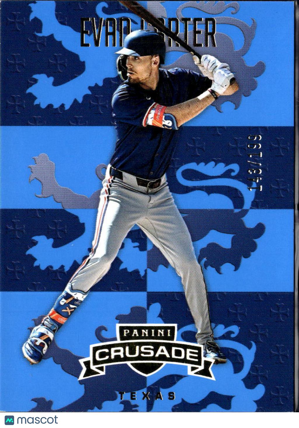 Evan Carter 2025 Panini Crusade Baseball Blue Texas Rangers