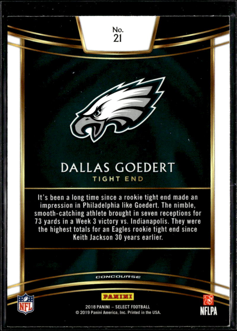Dallas Goedert 2018 Select RC Rookie Concourse Philadelphia Eagles