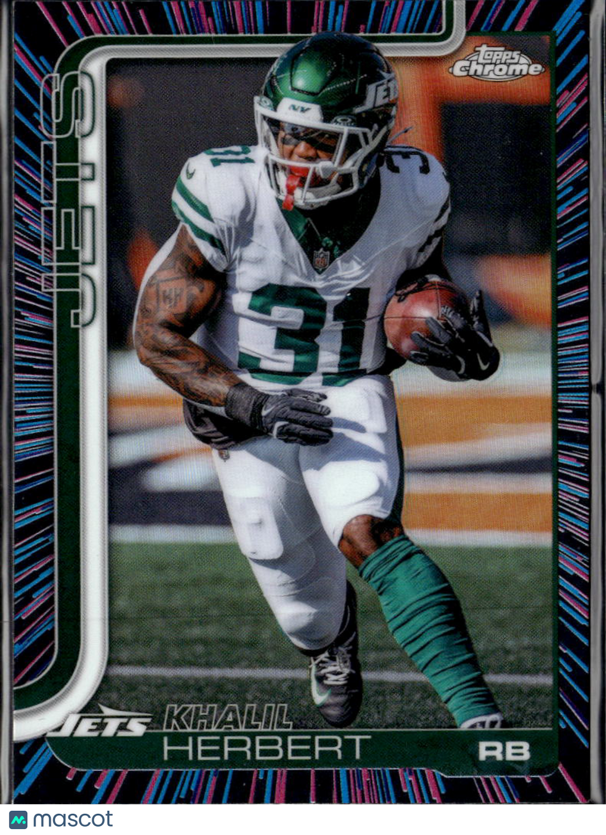 Khalil Herbert 2025 Topps Chrome Neon Pulse Refractor New York Jets
