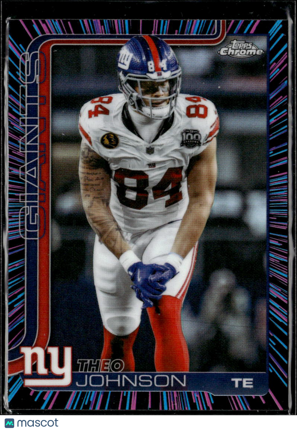 Theo Johnson 2025 Topps Chrome Neon Pulse Refractor New York Giants