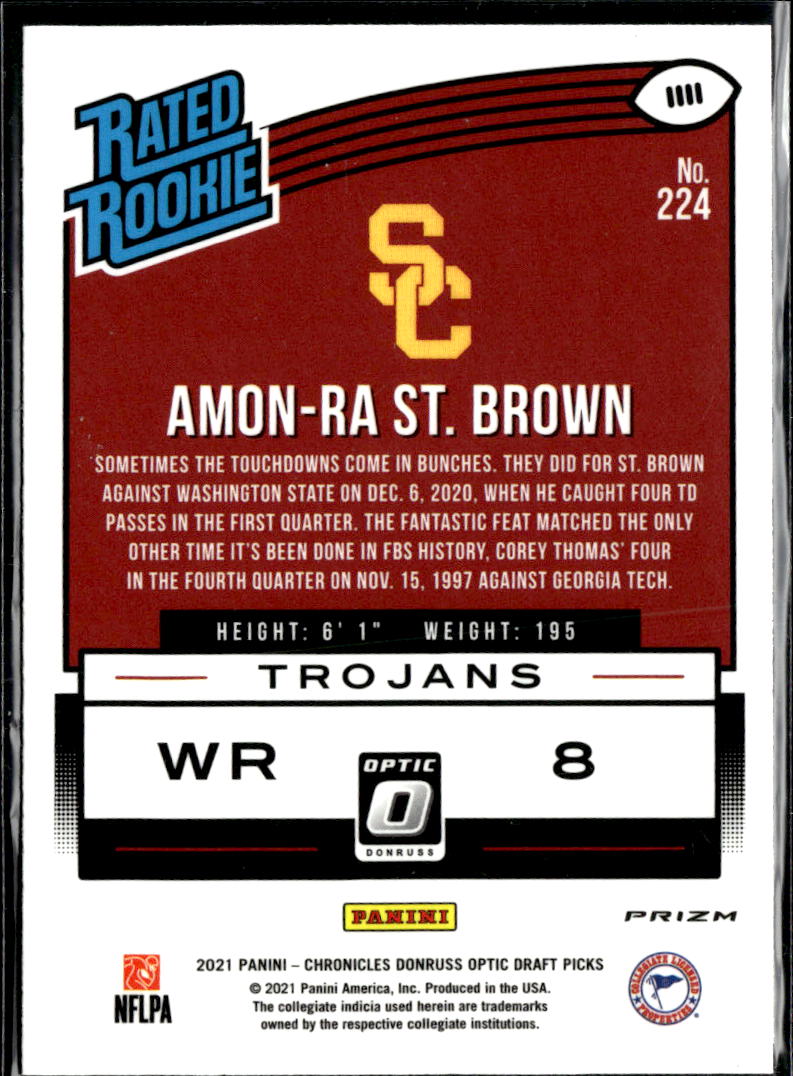 Amon-Ra St. Brown 2021 Optic Rated Rookie Bronze RC Lions USC Trojans