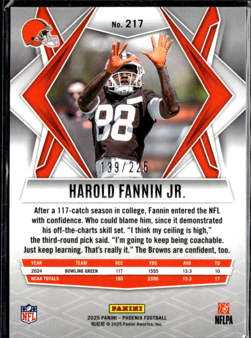 Harold Fannin Jr. 2025 Phoenix RC Teal Rookie 139/225 Cleveland Browns