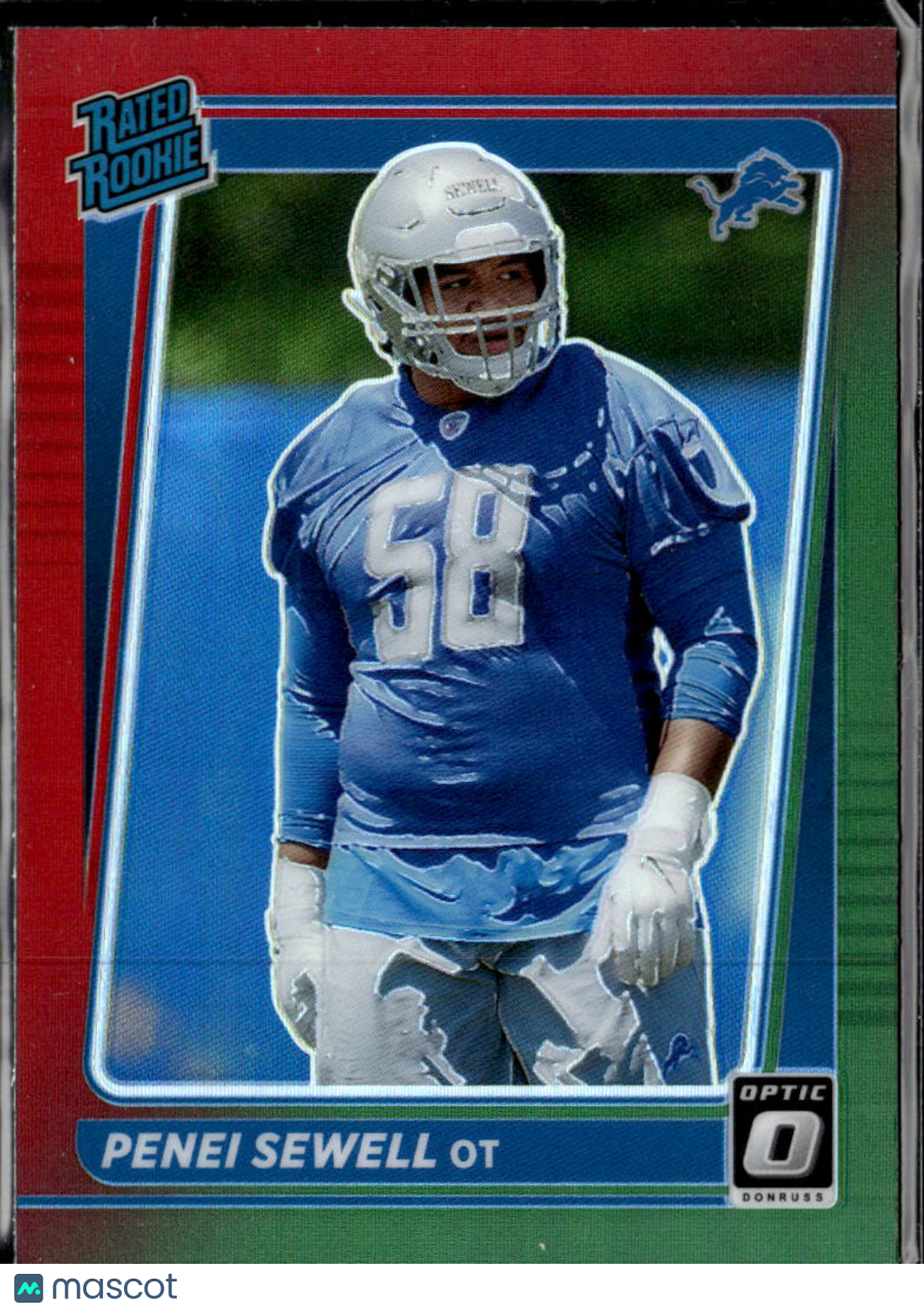 Penei Sewell 2021 Optic Red Green Rated Rookie RC Detroit Lions