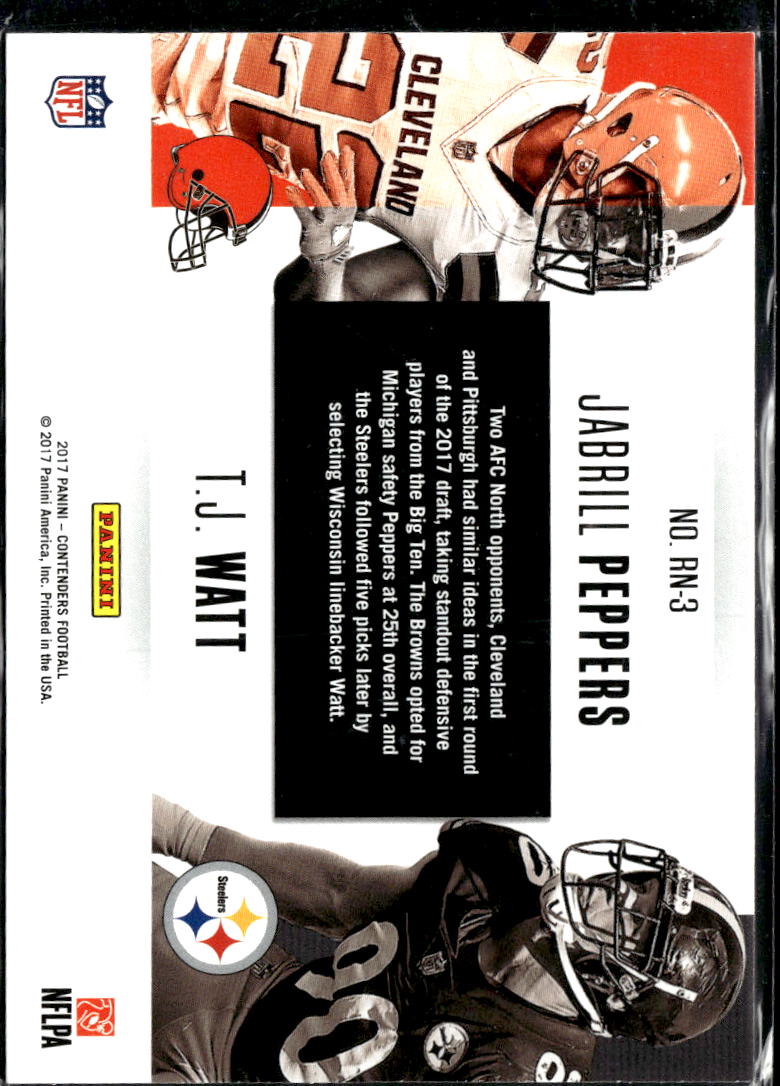 Jabrill Peppers T.J. Watt 2017 Contenders Round Numbers Rookie Steelers