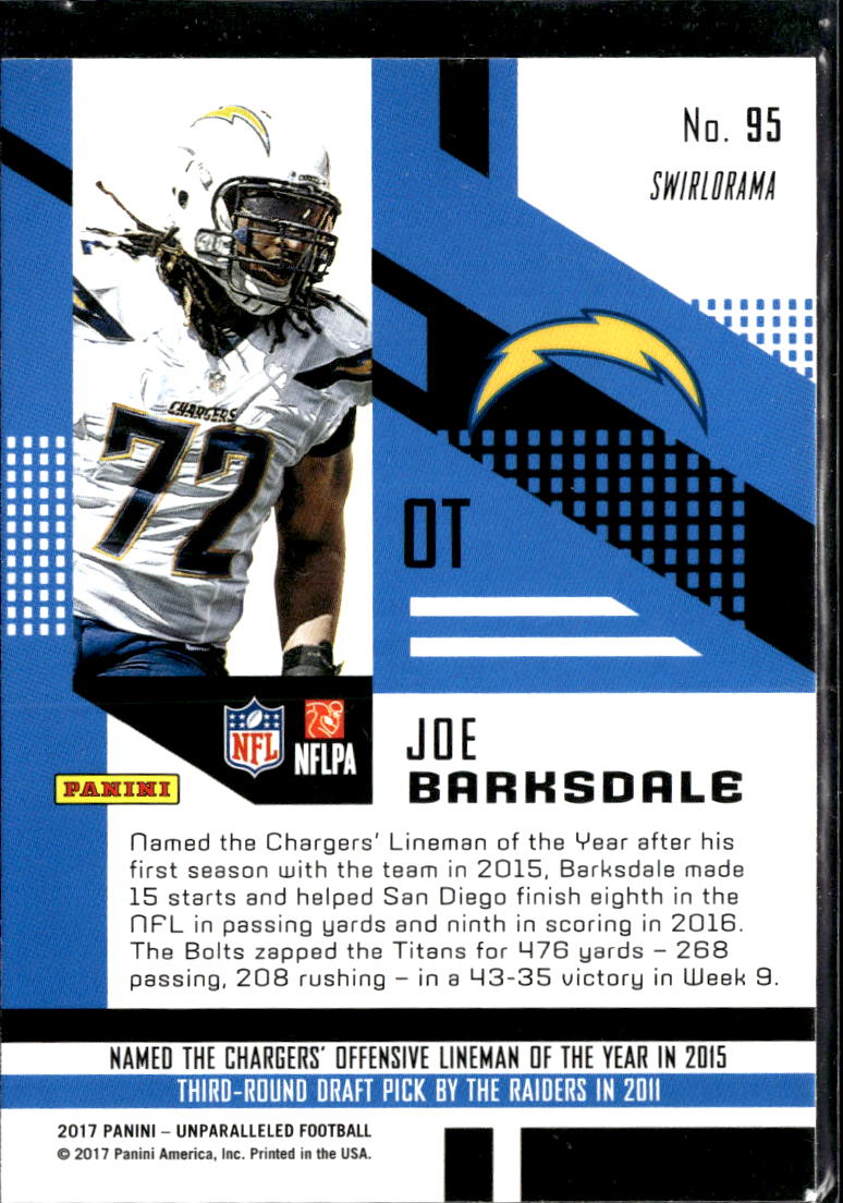 Joe Barksdale 2017 Unparalleled RC Pink Swirlorama Los Angeles Chargers