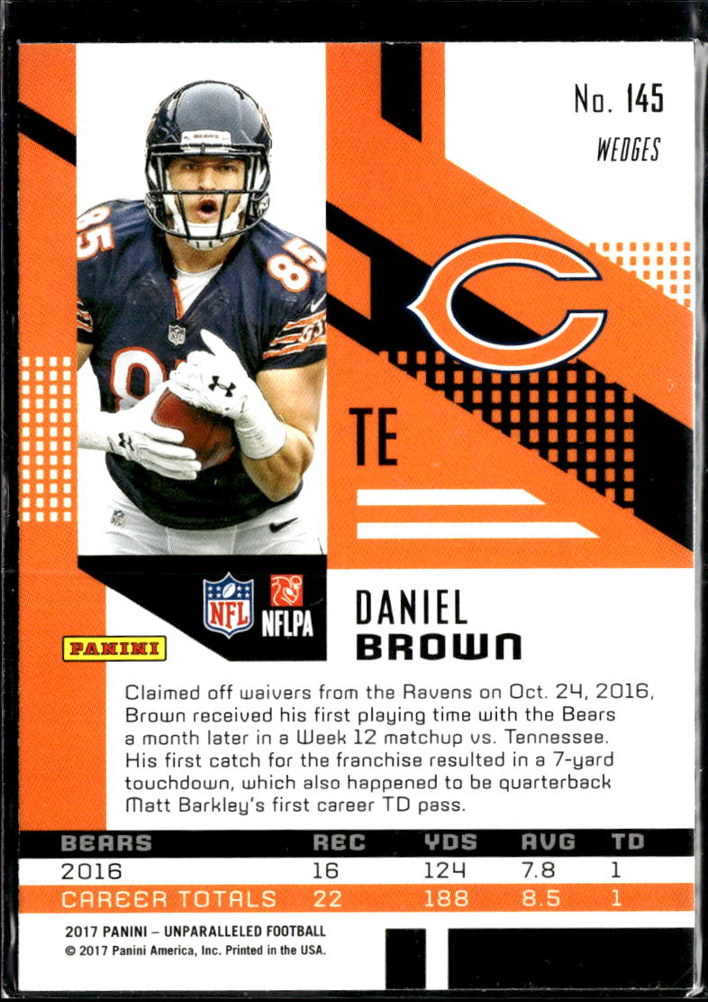 Daniel Brown 2017 Unparalleled RC Rookie Pink Wedges Chicago Bears