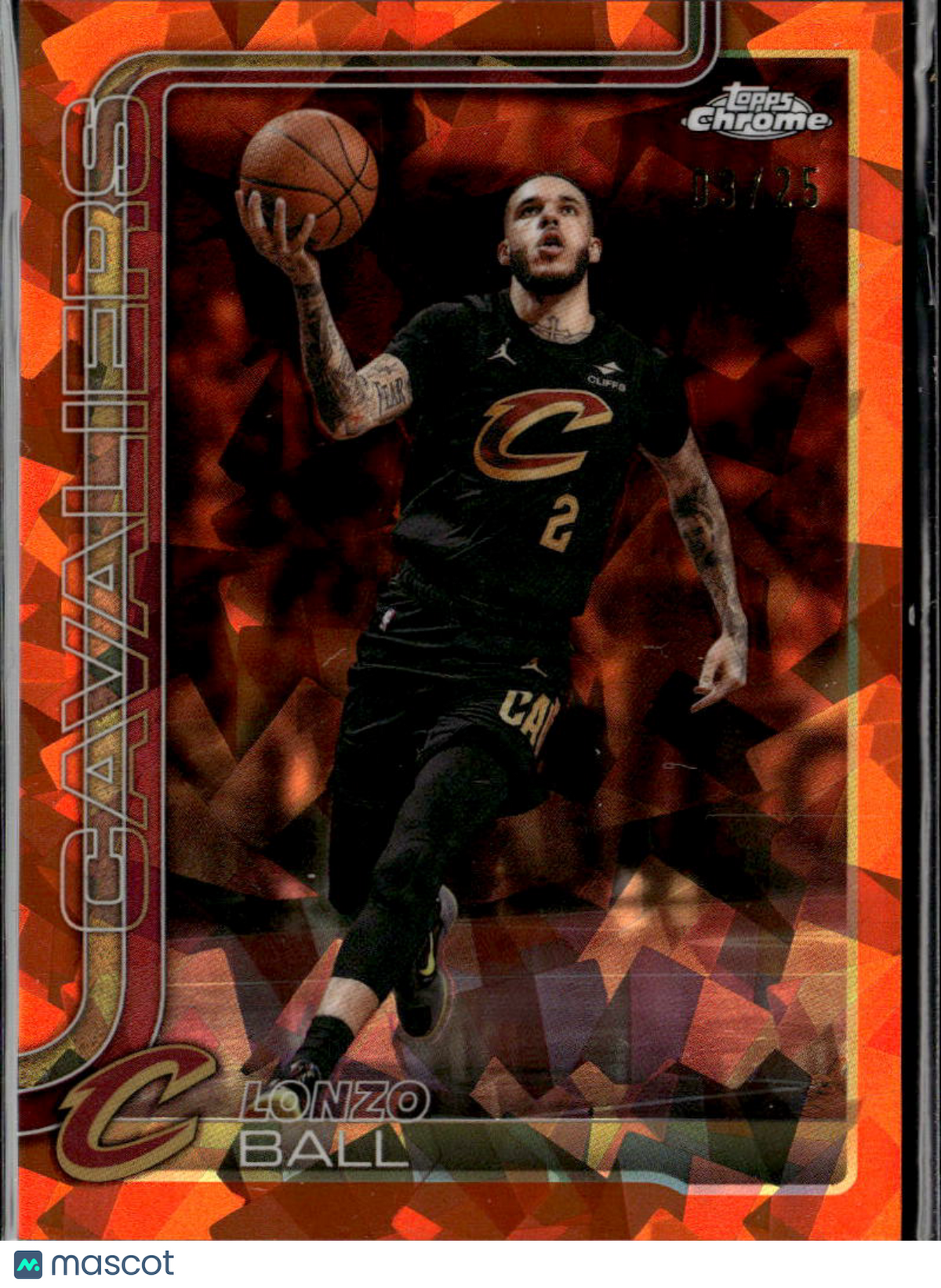 Lonzo Ball 2026 Topps Chrome Sapphire Orange 3/25 Cleveland Cavaliers