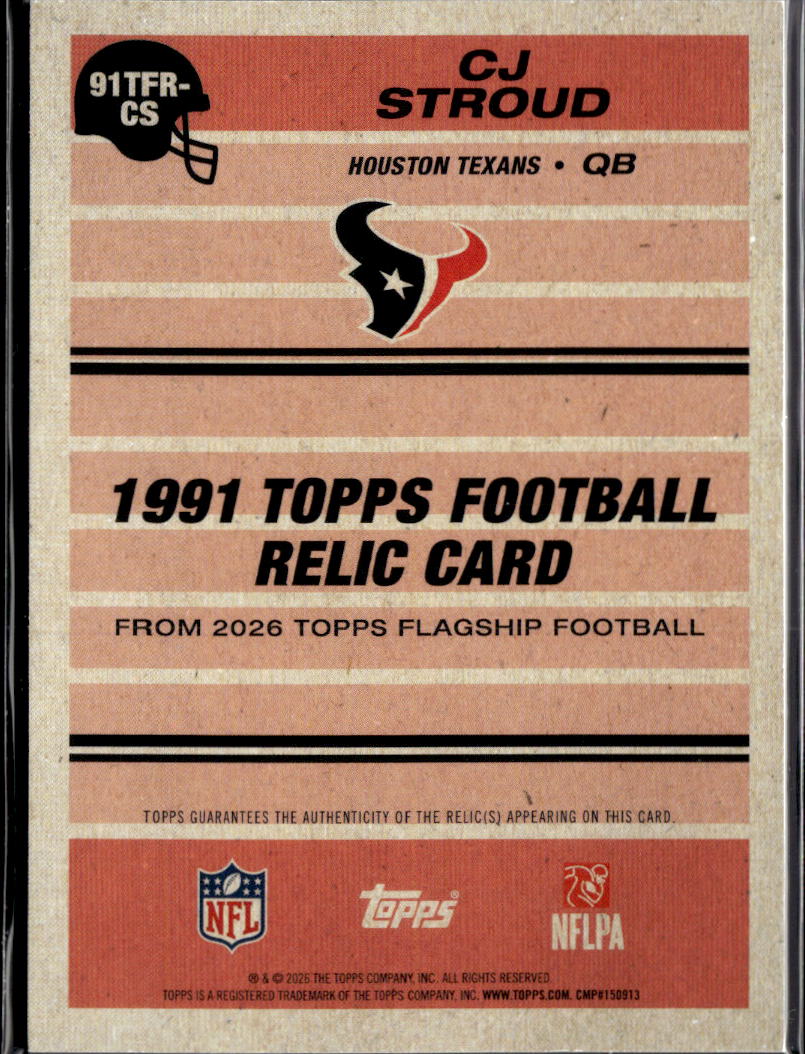 C.J. Stroud 2026 Topps '91 GOLD Jersey Patch 37/50 Houston Texans