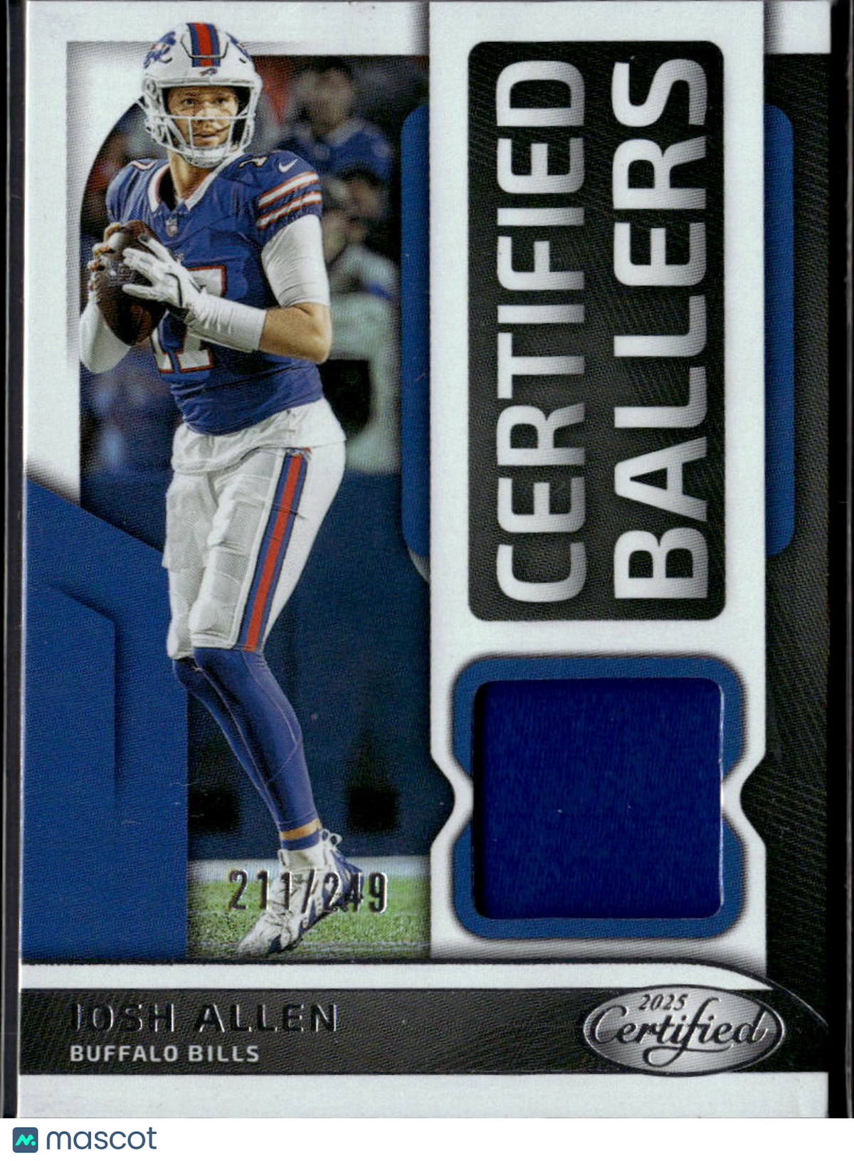 Josh Allen 2025 Certified Ballers Jersey Patch 211/249 Buffalo Bills
