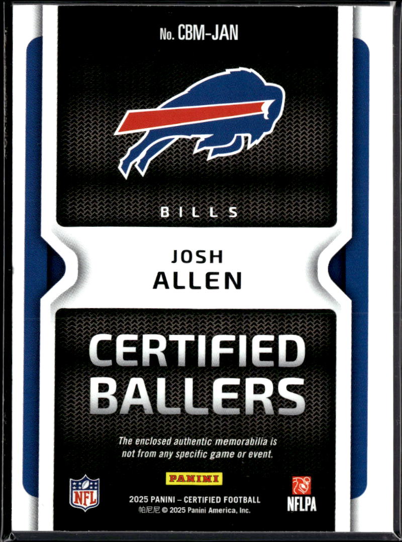 Josh Allen 2025 Certified Ballers Jersey Patch 211/249 Buffalo Bills