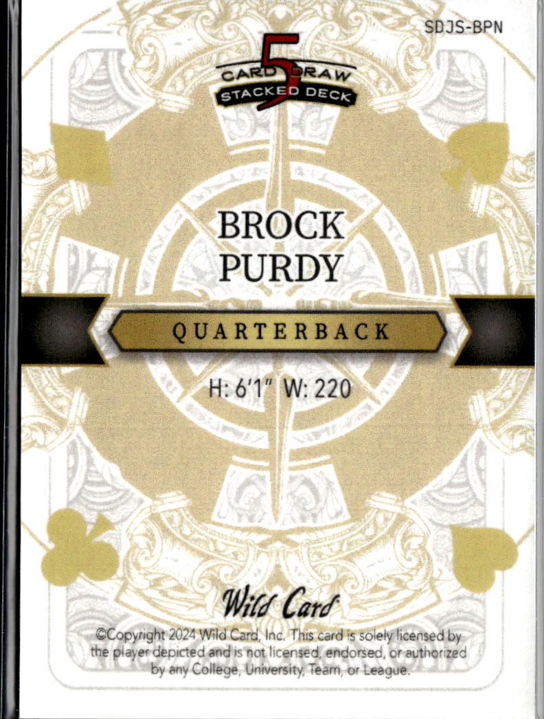 Brock Purdy 2024 Wild Card 5 Card Draw SSP 1/2 San Francisco 49ers