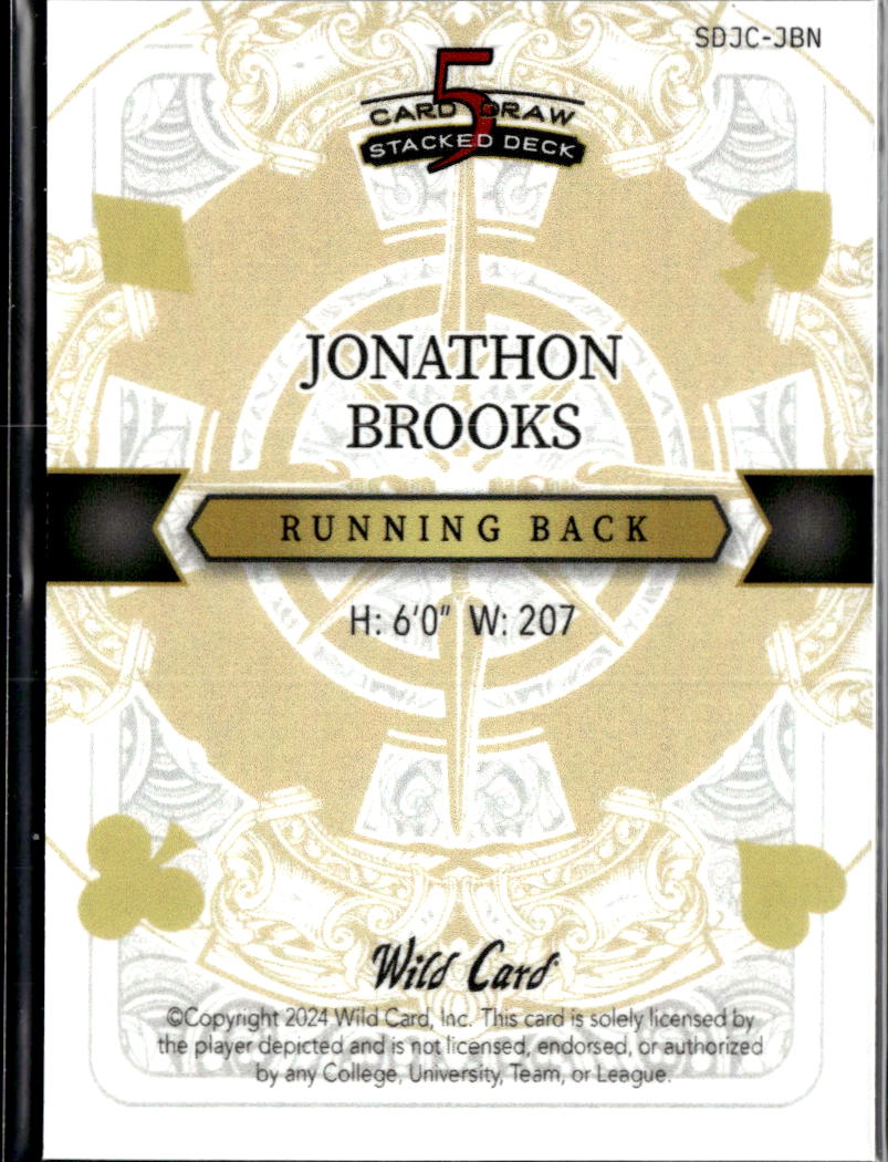 Jonathon Brooks 2024 Wild Card 5 Card Draw Stacked Deck RC Panthers 1/2