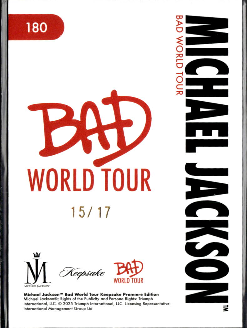 2025 Keepsake Michael Jackson Bad World Tour Michael Jackson 15/17 #180