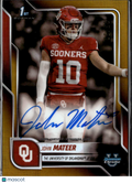John Mateer 2025 Bowman Chrome 1st Auto Autograph GOLD RC 25/50 Oklahoma Sooners