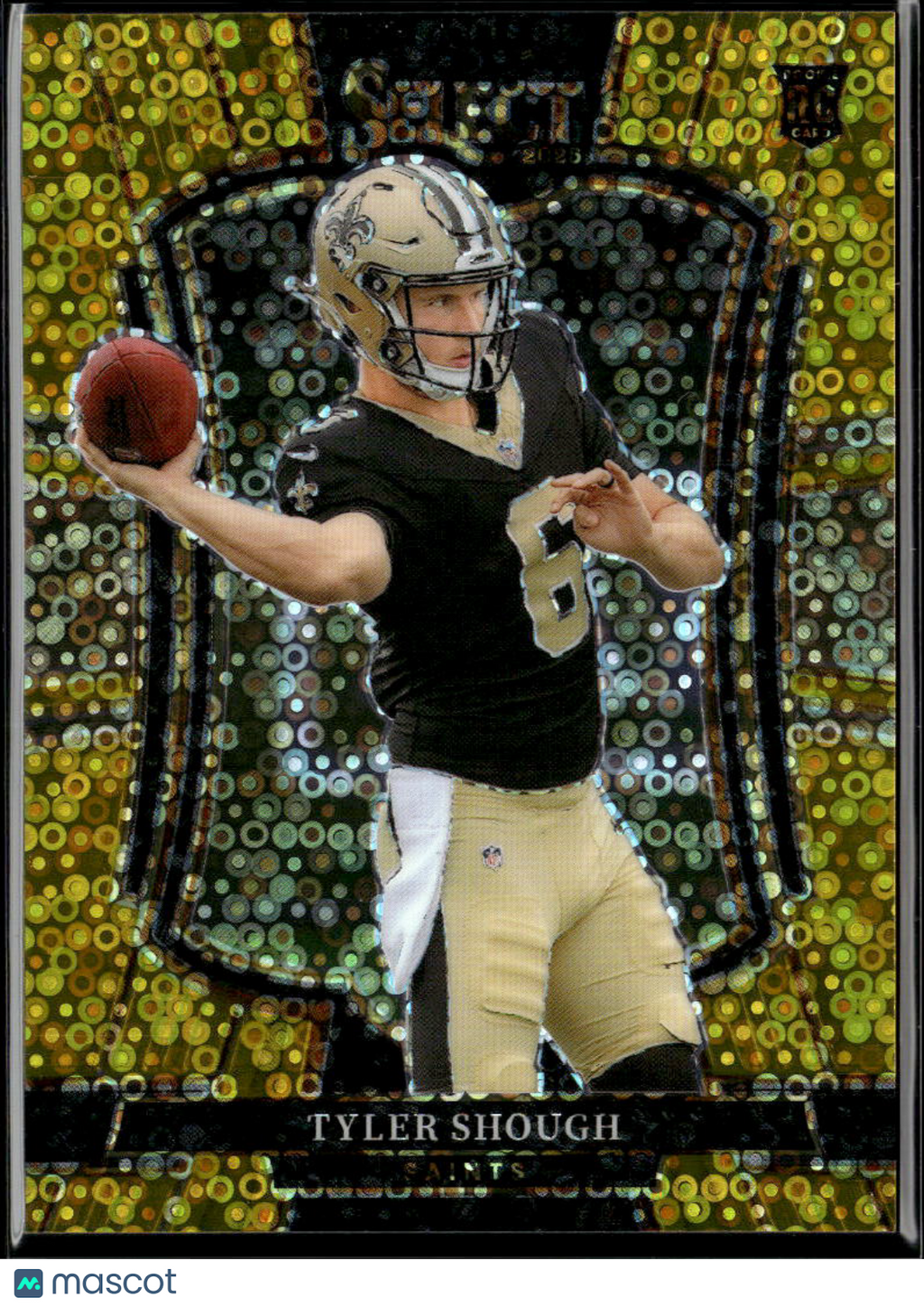 Tyler Shough 2025 Select GOLD Disco Prizm Rookie RC 1/10 New Orleans Saints