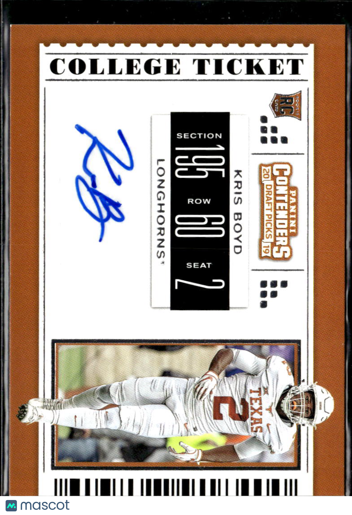 Kris Boyd 2019 Contenders Auto Autograph RC Texas Longhorns