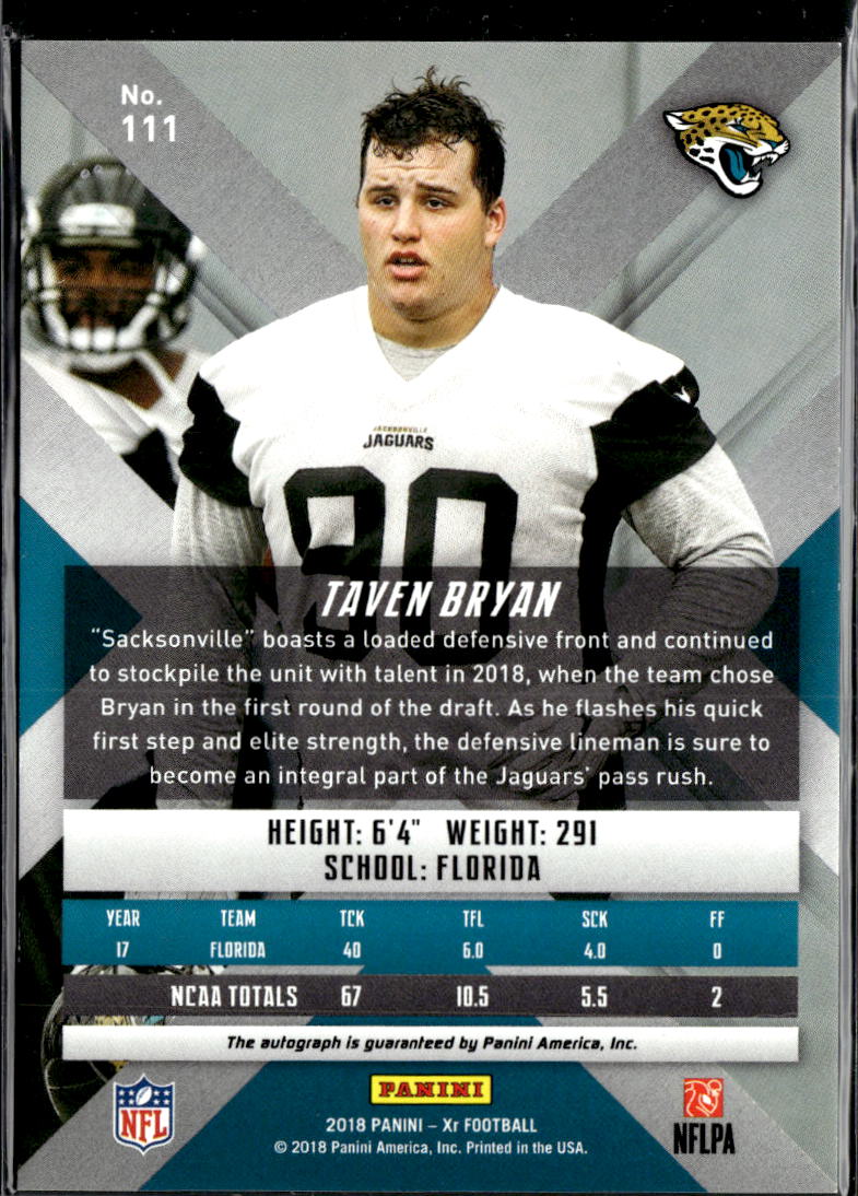 Taven Bryan 2018 XR Auto Autograph RC /49 Jacksonville Jaguars