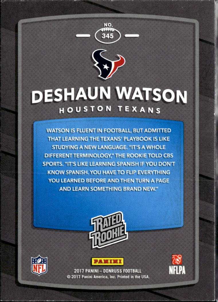 Deshaun Watson 2017 Donruss Rated Rookie RC Browns Houston Texans