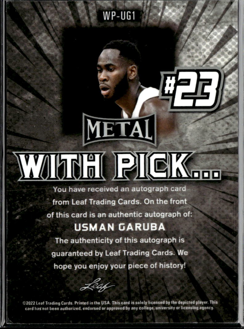 Usman Garuba 2022 Leaf Metal With Pick Auto Autograph RC Houston Rockets