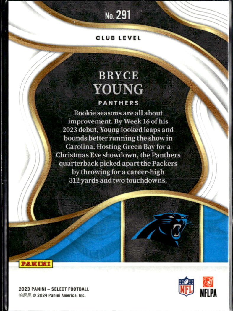 Bryce Young 2024 Select Rookie RC Club Level Carolina Panthers