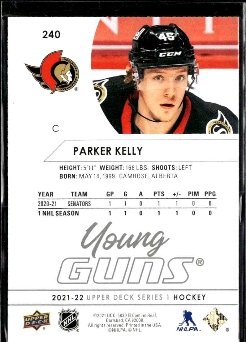 Parker Kelly 2021 Upper Deck Series 1 Young Guns Ottawa Senators