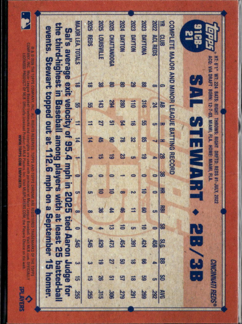 Sal Stewart 2026 Topps Chrome '91 Refractor Rookie RC Cincinnati Reds