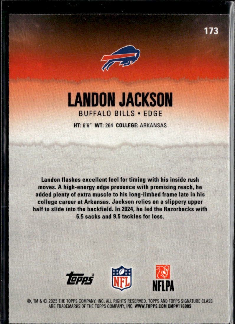 Landon Jackson 2025 Topps Signature Class RC /250 Buffalo Bills