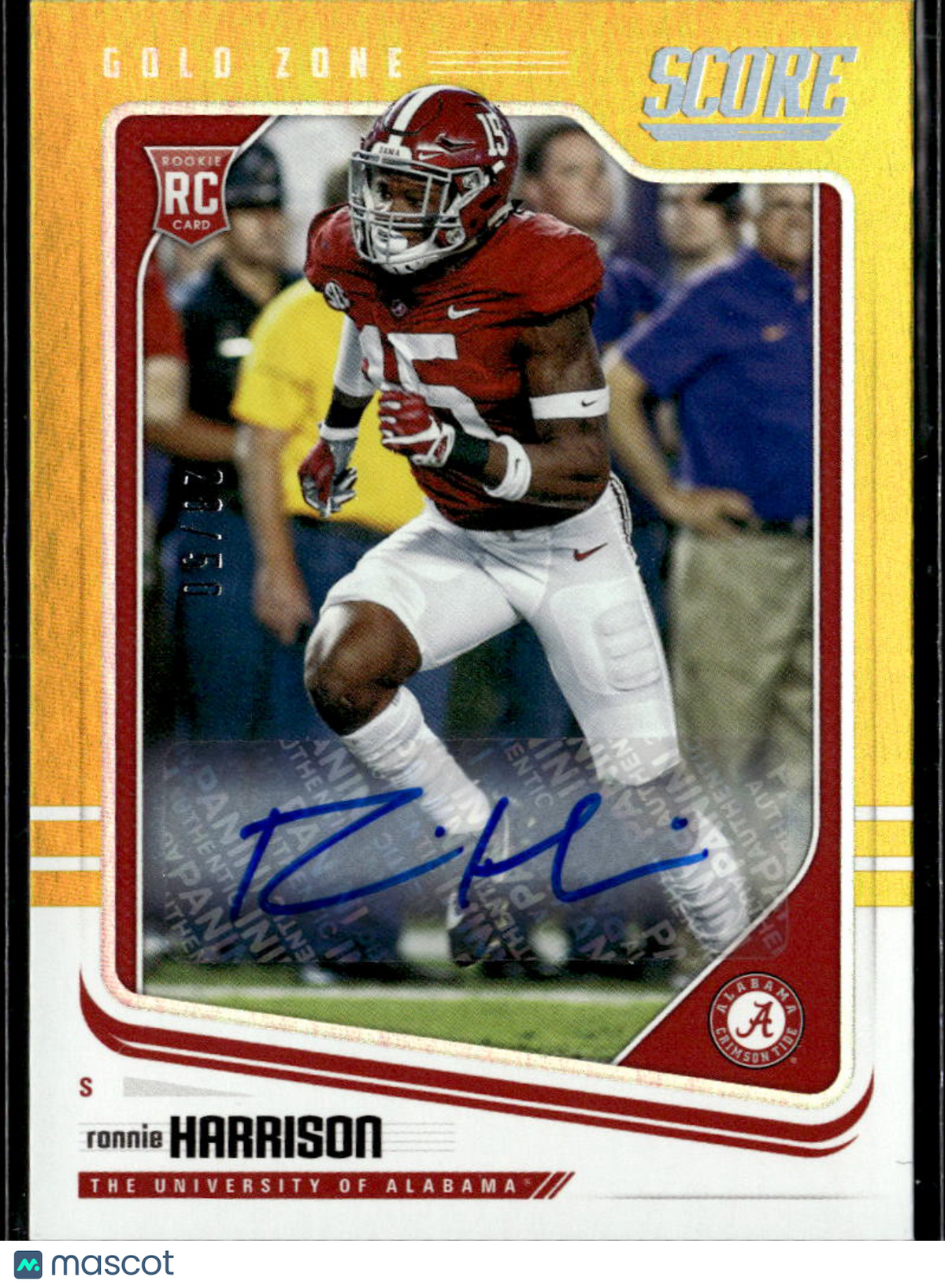 Ronnie Harrison 2018 Score Auto Autograph GOLD Zone RC 28/50 Alabama