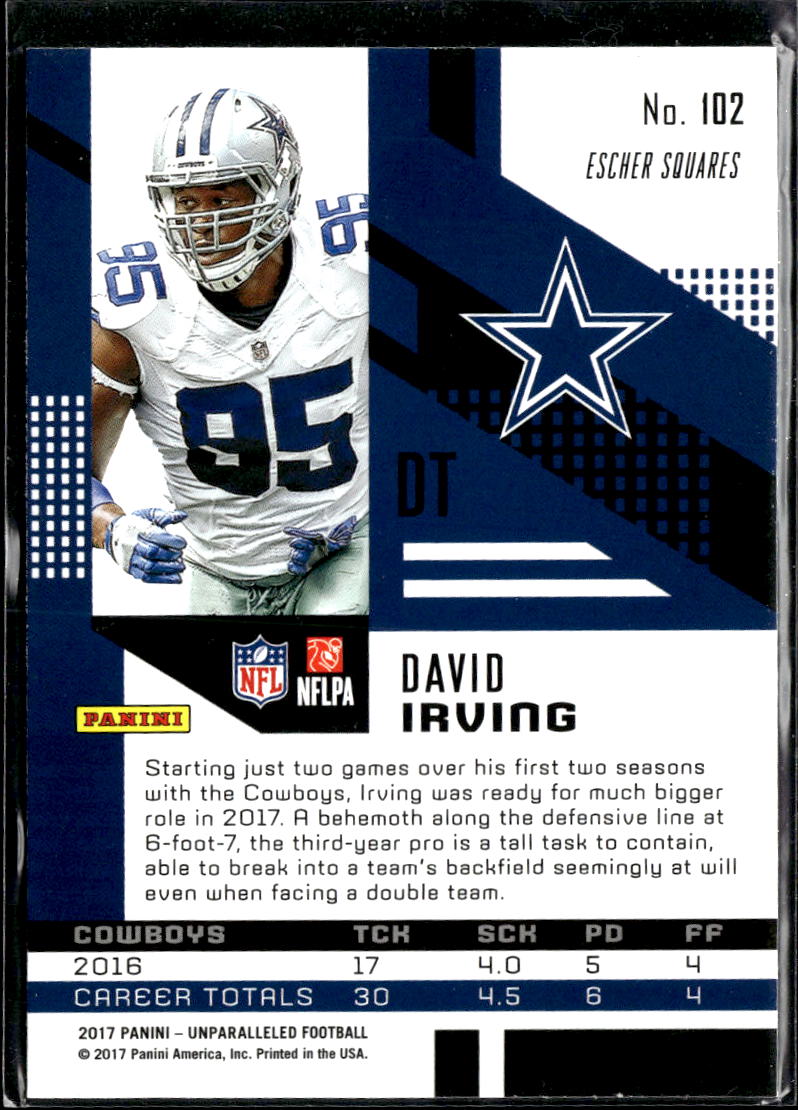 David Irving 2017 Panini Unparalleled RC Lime Green Dallas Cowboys