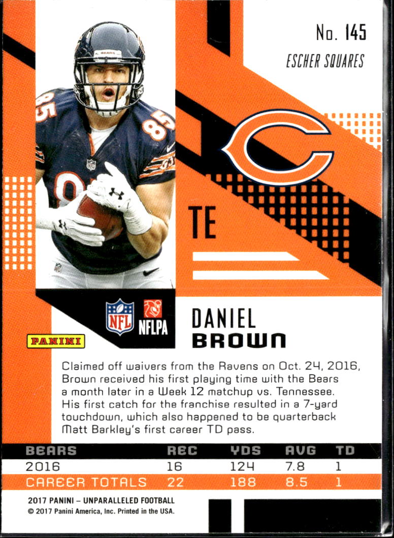 Daniel Brown 2017 Panini Unparalleled RC Lime Green Chicago Bears