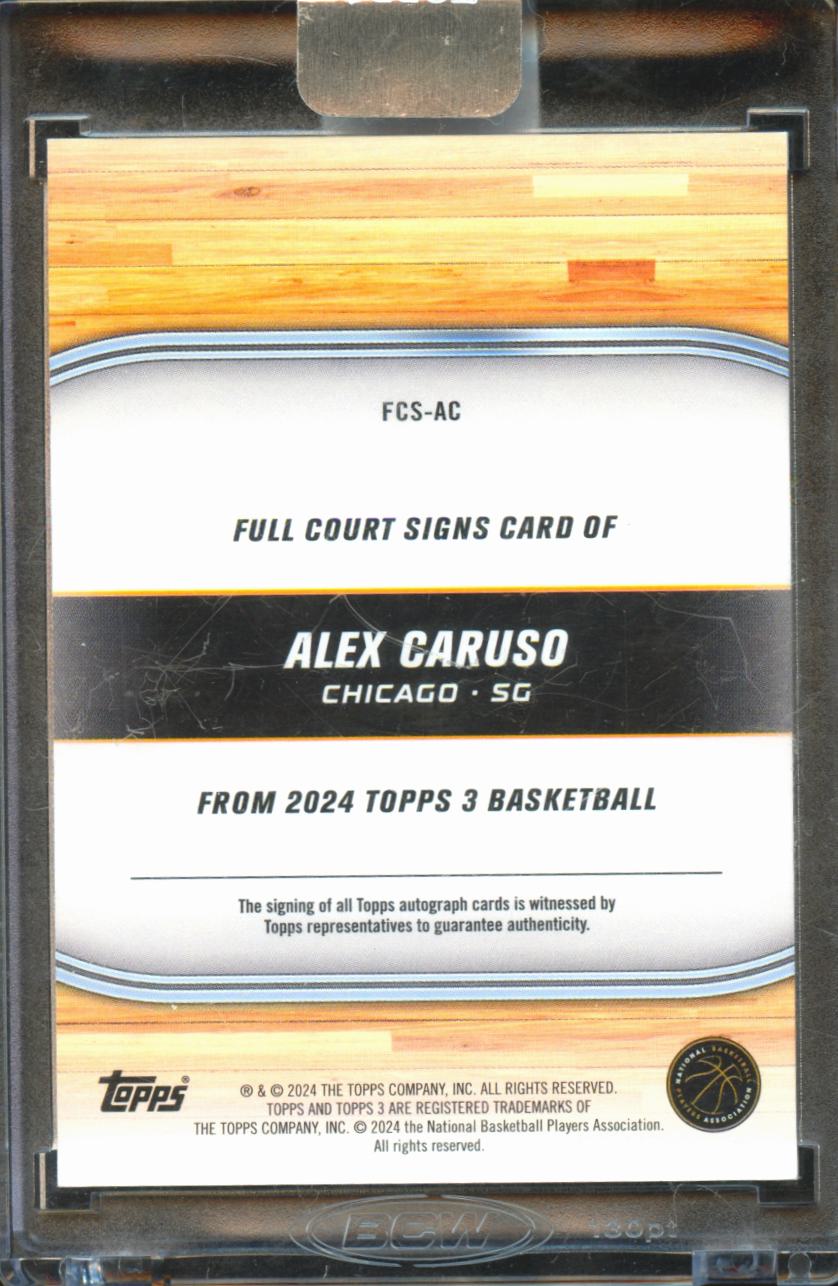 Alex Caruso 2024 Topps 3 Auto Autograph 33/49 Chicago Bulls OKC Thunder