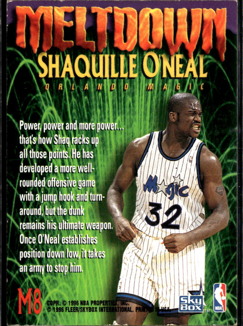 Shaquille O'Neal 1996 SkyBox Premium Meltdown Insert #M8 Orlando Magic