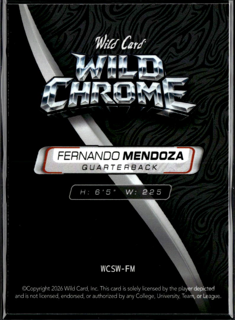 Fernando Mendoza 2026 Wild Card Rookie RC 1/5 Indiana Raiders