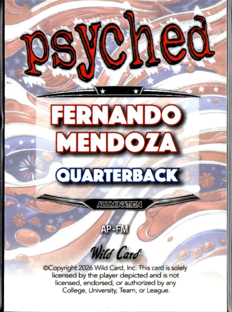 Fernando Mendoza 2026 Wild Card Rookie RC 1/3 Indiana Raiders