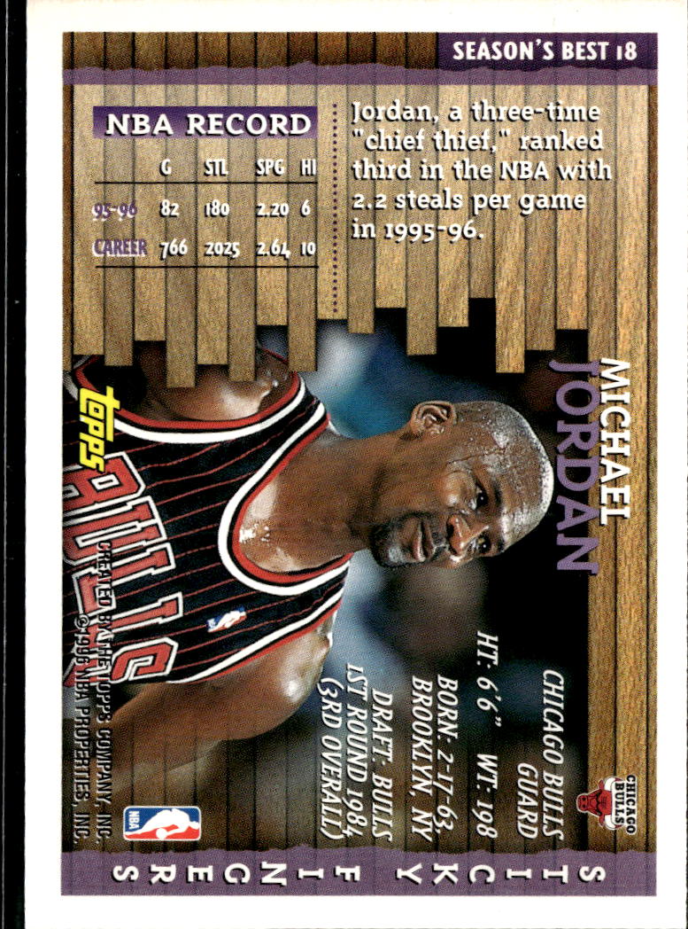 Michael Jordan 1996-97 Topps Sticky Fingers #18 Chicago Bulls