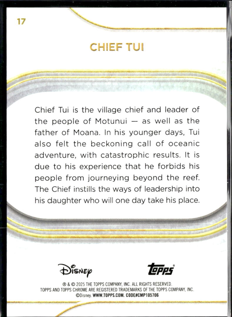Chief Tui 2025 Topps Chrome Disney Gold Wave Refractor 42/50 #17