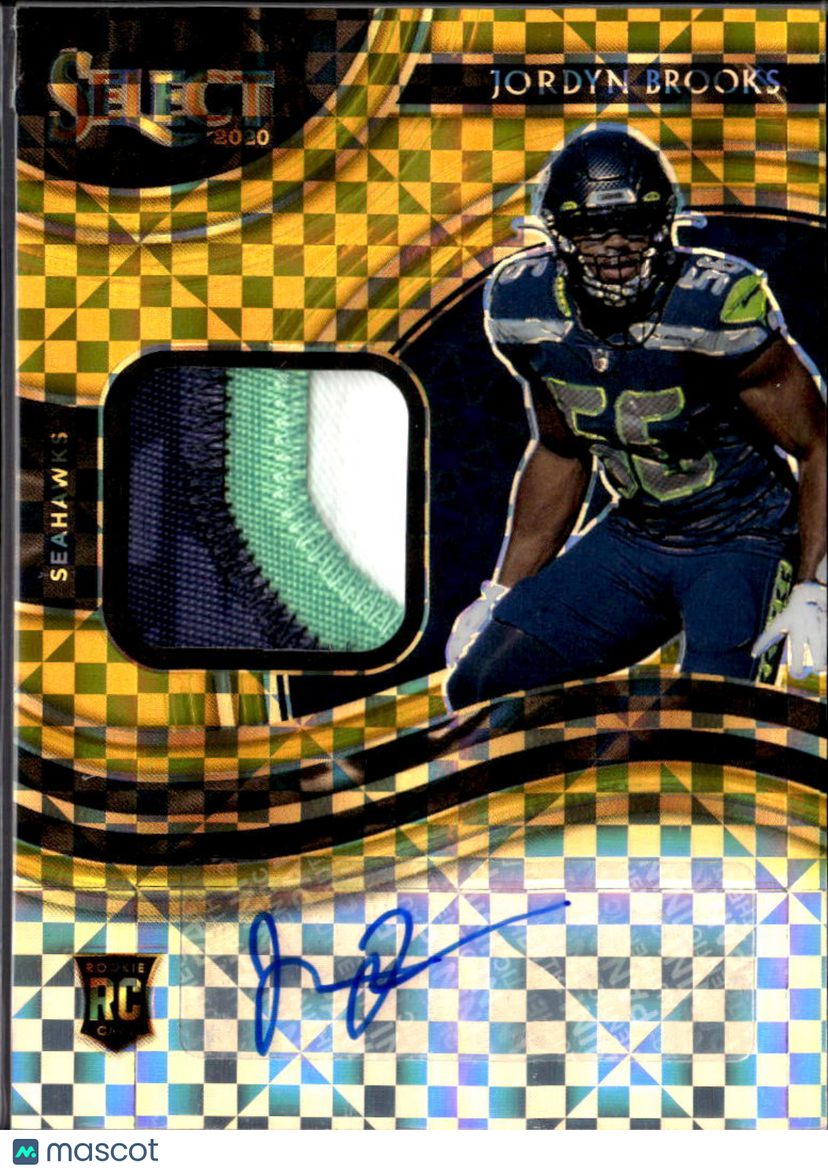 Jordyn Brooks 2020 Select Auto Autograph GOLD Patch RC 5/10 Seattle Seahawks