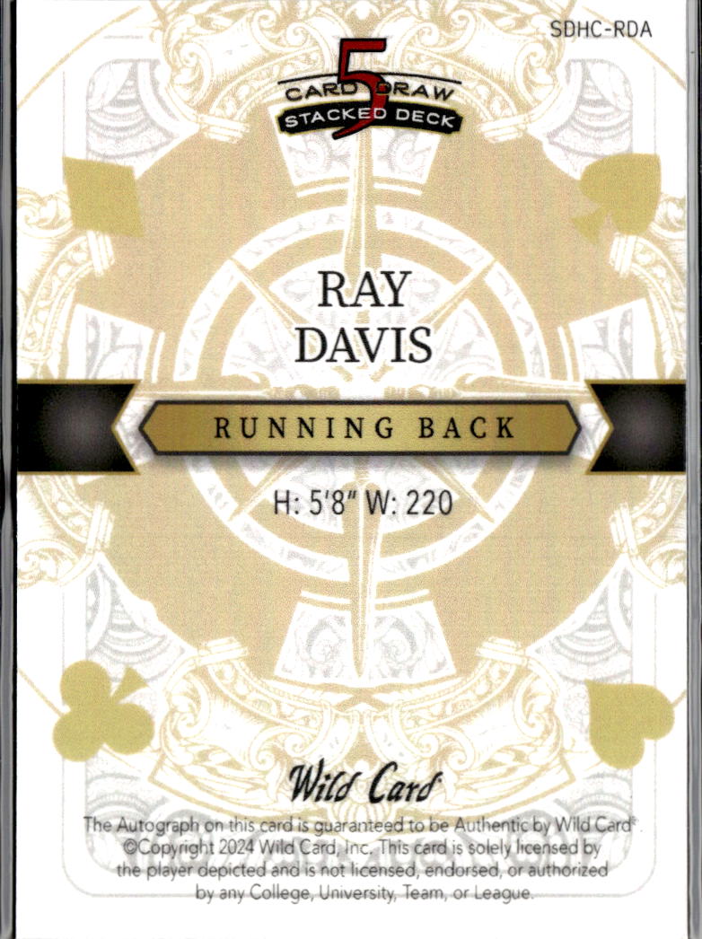 Ray Davis 2024 Wild Card 5 Auto Autograph RC Rookie 1/1 Buffalo Bills