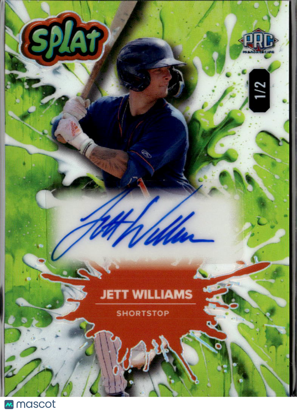 Jett Williams 2024 Wild Card Splat Auto Autograph Lime Green New York Mets 1/2