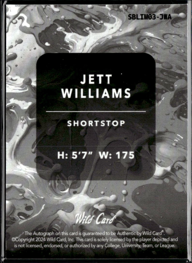 Jett Williams 2024 Wild Card Splat Auto Autograph Lime Green New York Mets 1/2