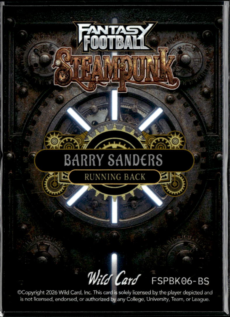 Barry Sanders 2026 Wild Card Fantasy Football Steampunk 1/1 Detroit Lions