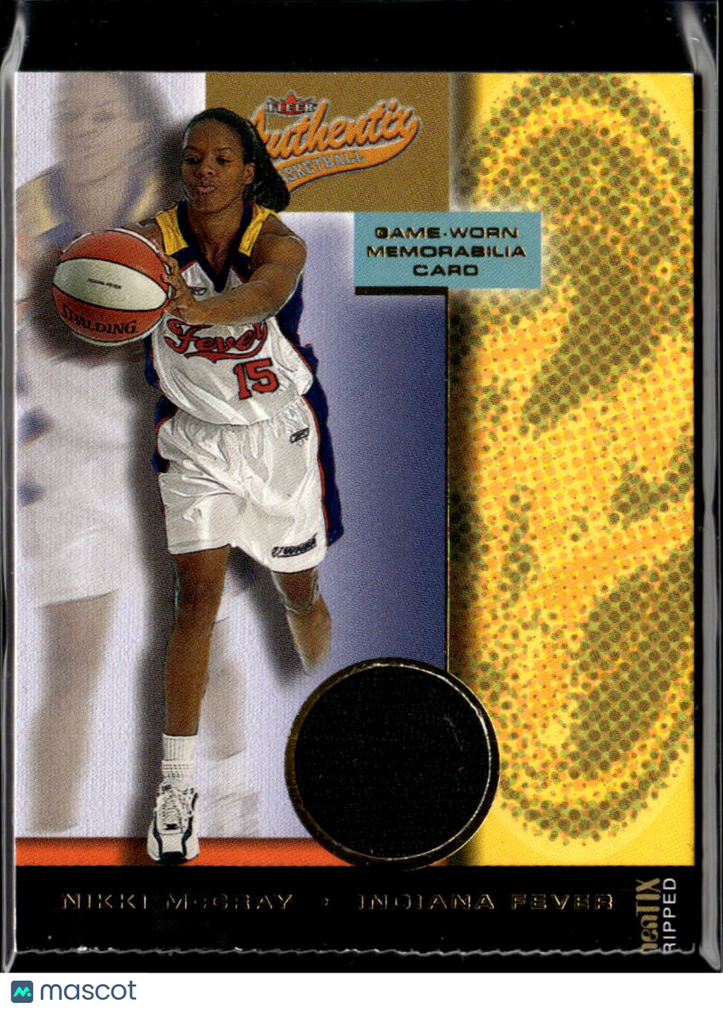 Nikki McCray 2002 Fleer Authentix Ripped Game Worn Warmups Patch Indiana Fever