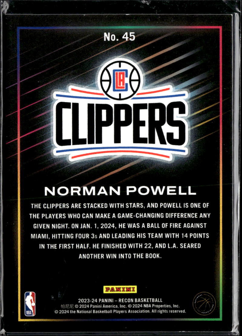 Norman Powell 2023-24 Panini Recon Bronze /299 Los Angeles Clippers
